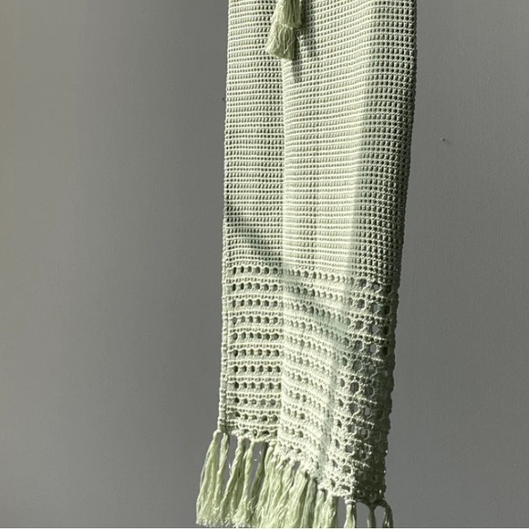 cotton crochet fringe midi skirt in sage - Picture 11 of 14